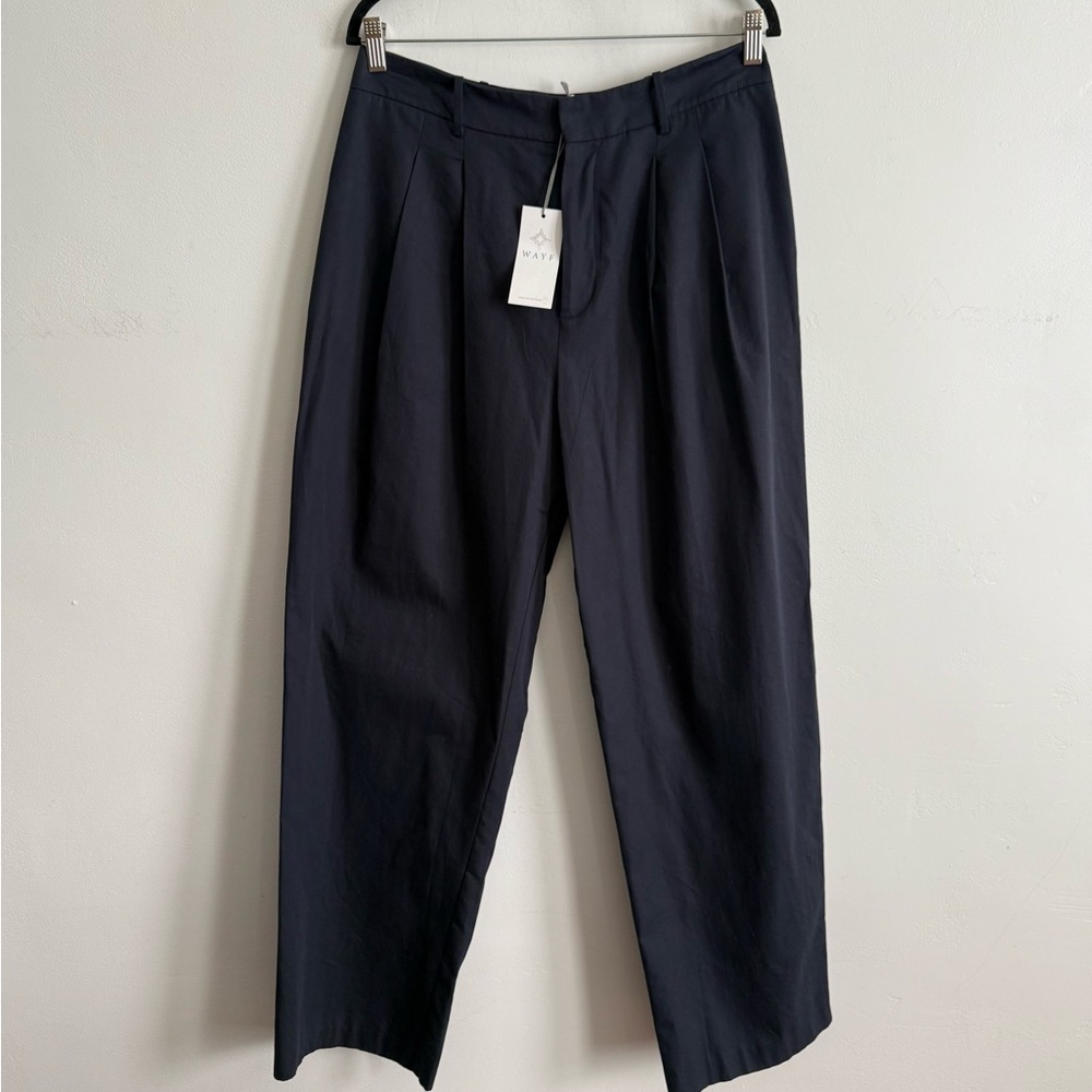 WAYF Gray Wide Leg Pleated Dress Pants Size L NWT